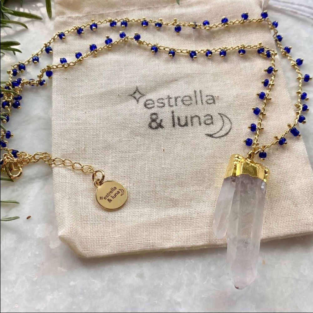 Raw quartz & beaded, gold plated necklace - Picture 5 of 11